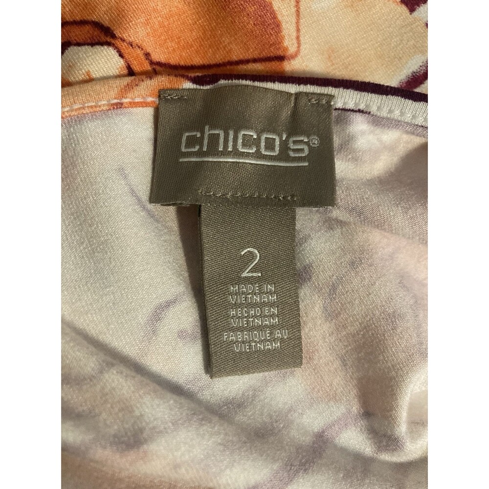 Chico's Dress Asymmetrical Womens 2 M/L Sleeveless Floral Midi Boho Tropical - Picture 8 of 10